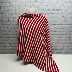 Dragonfly Red and White Striped poncho top NWT
